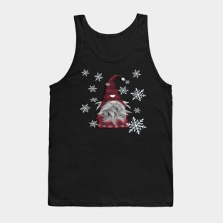 Gnome Cute Christmas Snowflake Cozy Buffalo Checks Gnomes WIntertime Snow Tank Top